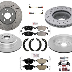 Drilled Front & Rear Brake Disc Rotors Pads for Mercedes Benz C350 2008-2015