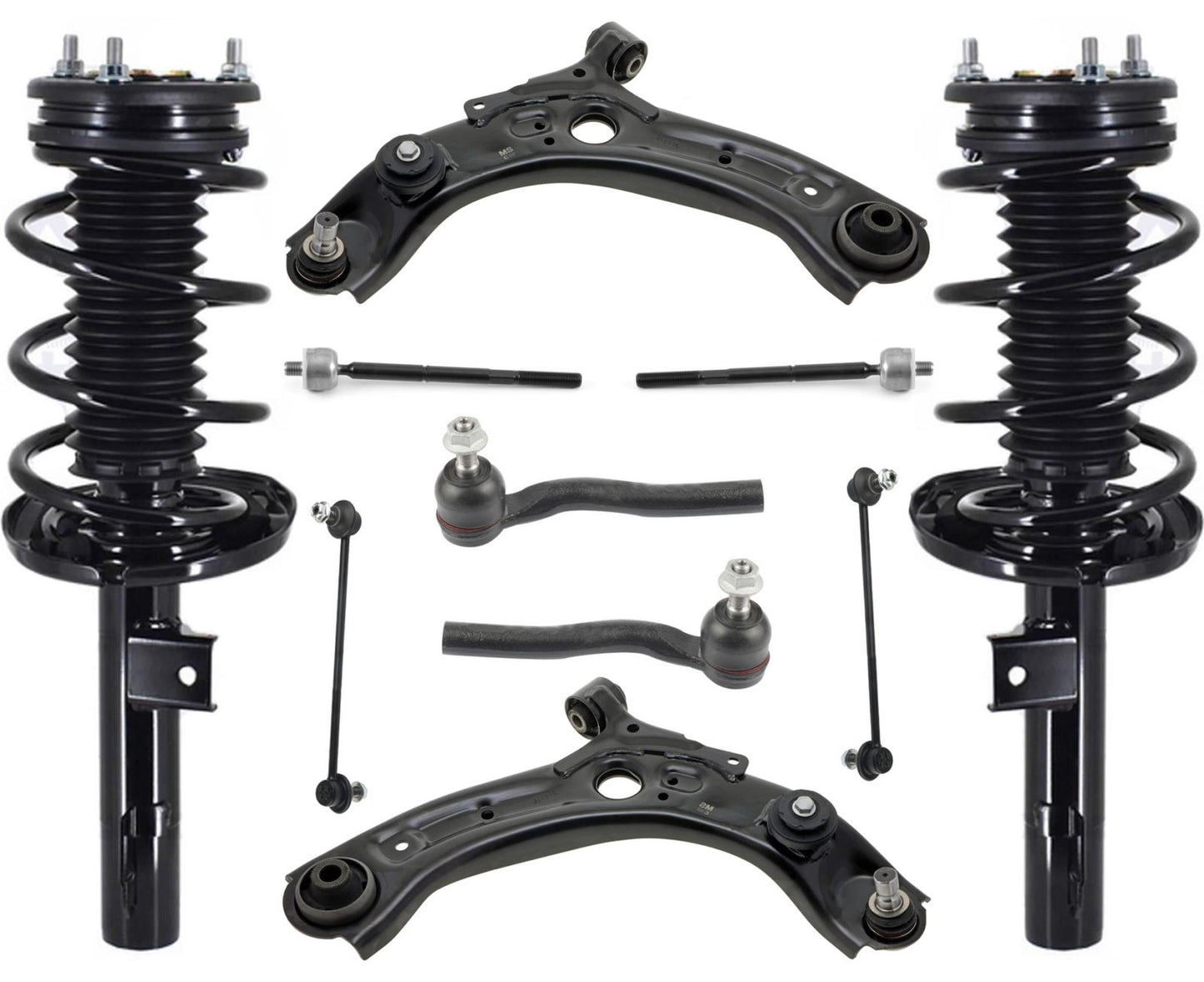 Front Struts Control Arms Tie Rods Links For Mazda 3 2019-22 Front Wheel Drive