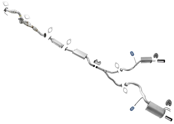 Resonator Rear Y Pipe Dual Rear Mufflers for Hyundai Santa Fe 2007-2009 2.7L Eng