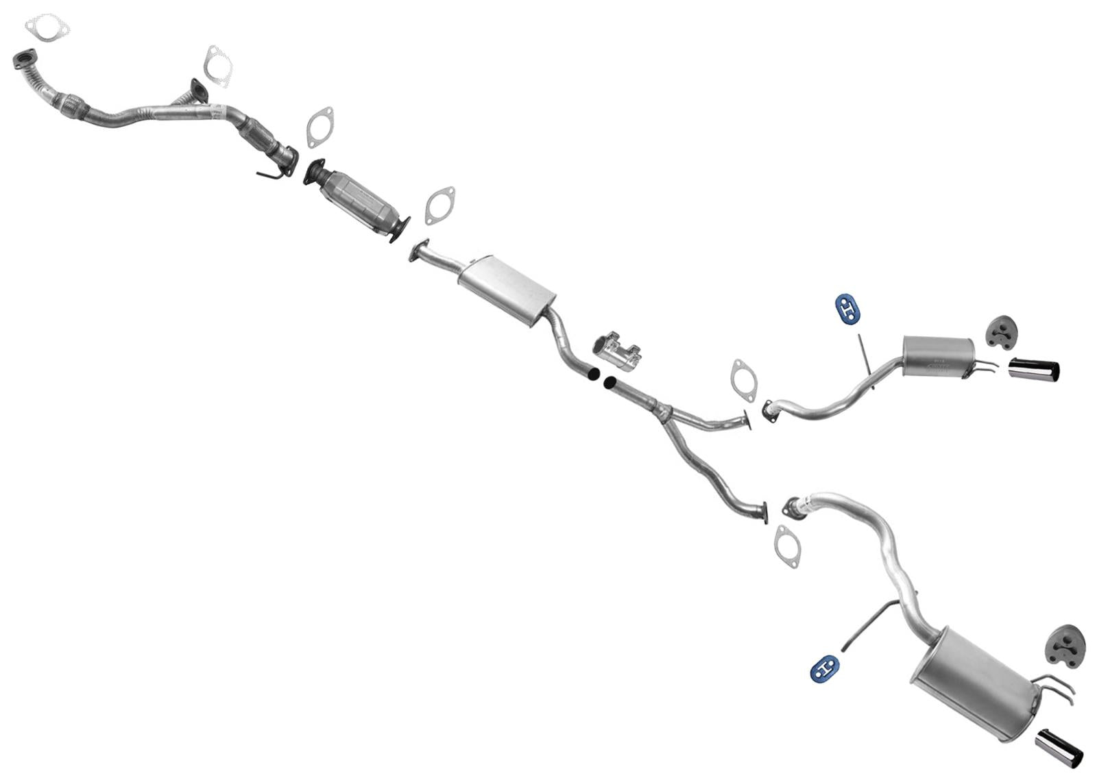 Resonator Rear Y Pipe Dual Rear Mufflers for Hyundai Santa Fe 2007-2009 3.3L