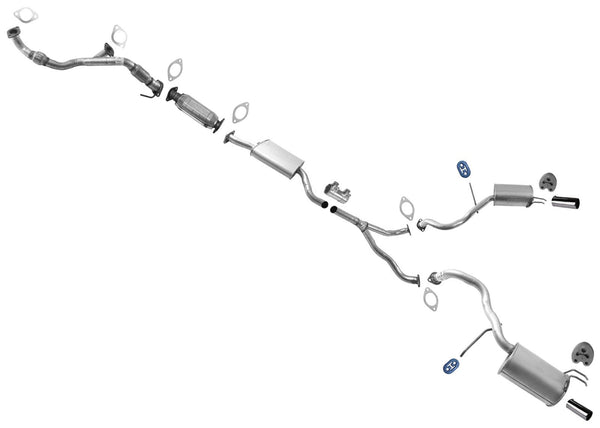 Resonator Rear Y Pipe Dual Rear Mufflers for Hyundai Santa Fe 2007-2009 3.3L