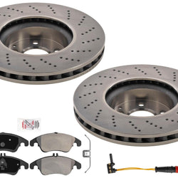 Cross Drilled Front Brake Disc Rotors Pads for Mercedes Benz C350 2008-2015