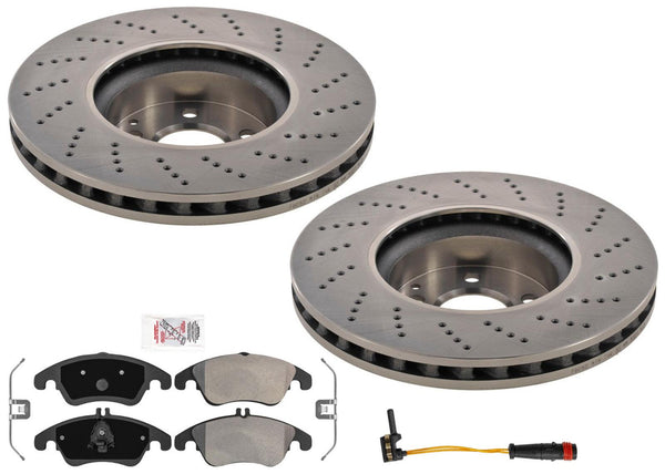 Cross Drilled Front Brake Disc Rotors Pads for Mercedes Benz C350 2008-2015