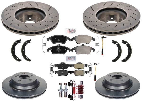 Drilled Frt Brake Disc Rotors Pads for Mercedes Benz E350 2010-2014 4Door 4Matic