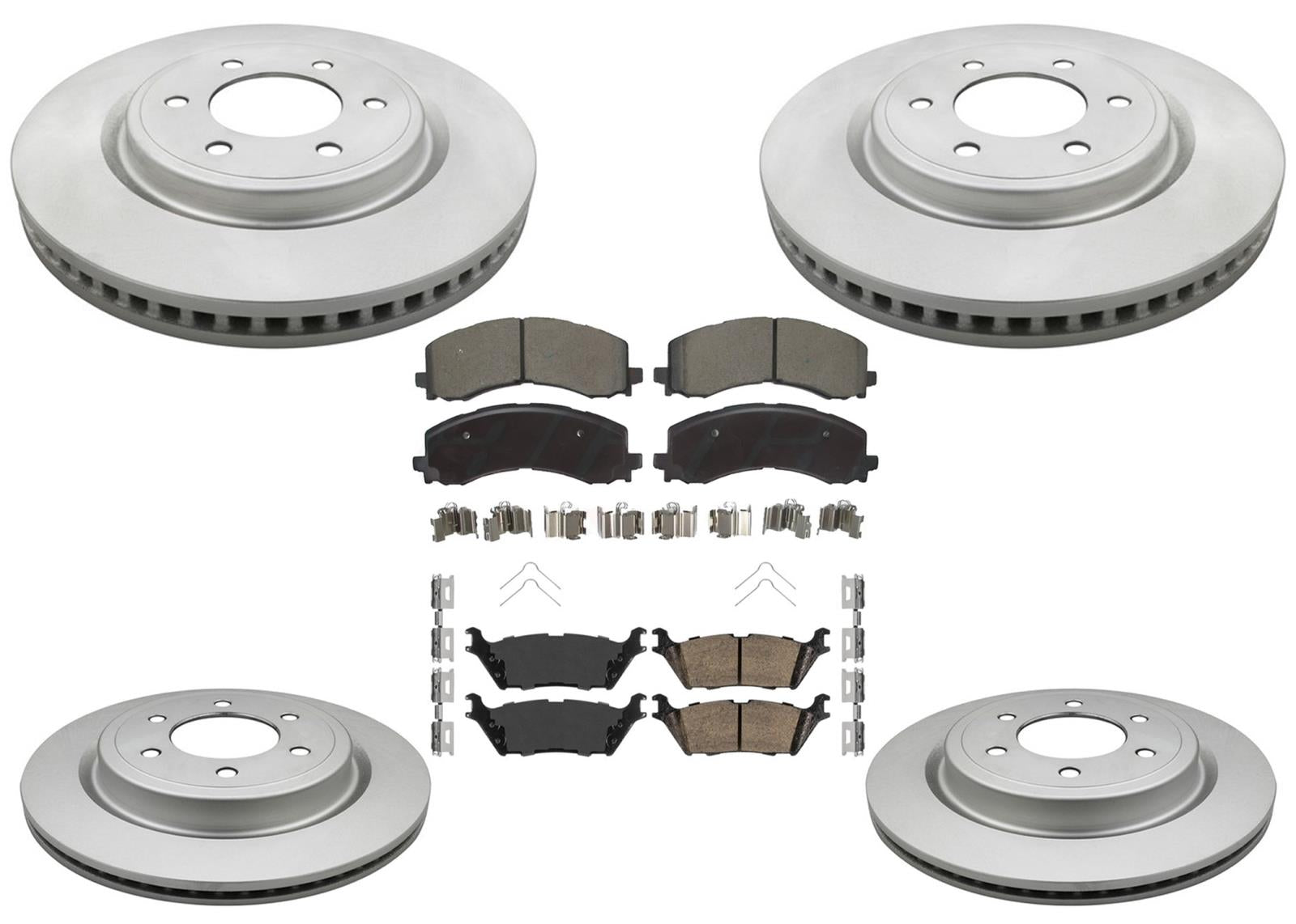 F&R Coated Brake Disc Rotors Brake Pad Set for Ford Expedition 2022 2023 2024