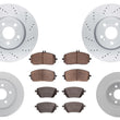 F & R Coated Brake Disc Rotors & Pads for Mercedes Benz AMG CLA250 2020-2025