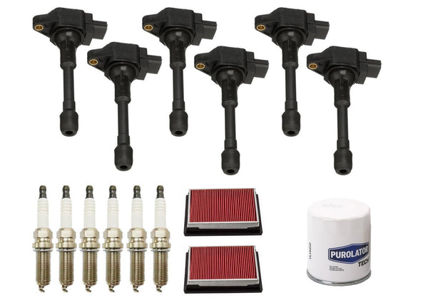 Ignition Coils & Iridium Spark Plugs Oil FIlter For Nissan 350Z 2007-2009 3.5L