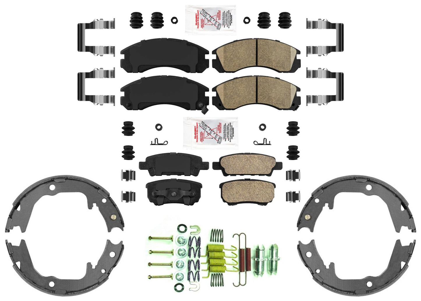 Front Rear Disc Brake Pads Parking Shoes for Mitsubishi Outlander 2005-2006 2.4L