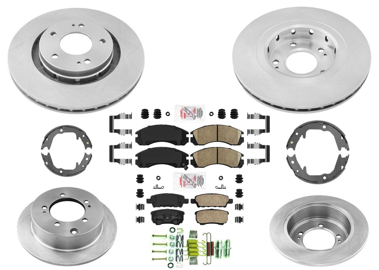Disc Brake Rotors Pads Shoes Spring Kit for Mitsubishi Outlander 2005-2006 2.4L