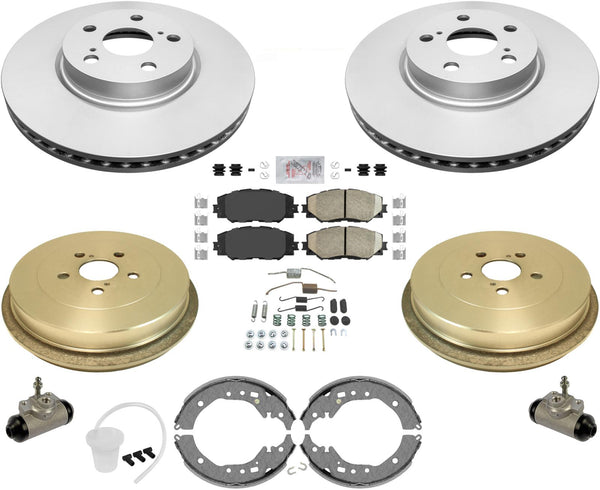 Front Brake Rotors & Pads Drums Shoes Hardware For Toyota Corolla 2009-13 1.8L