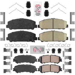 Front & Rear Disc Brake Pads, Hardware, boots, grease For Nissan Titan 2017-2024