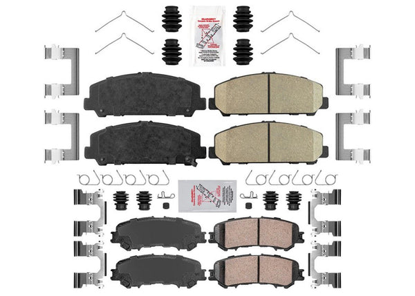 Front & Rear Disc Brake Pads, Hardware, boots, grease For Nissan Titan 2017-2024