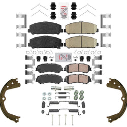 Front & Rear Disc Brake Pads Parking Brake Shoes For Nissan Titan 2017-2024