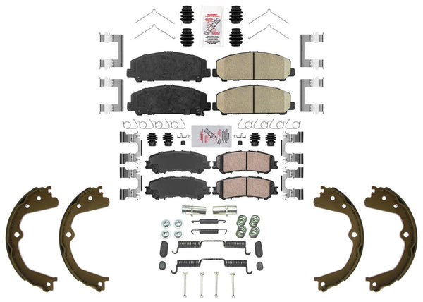 Front & Rear Disc Brake Pads Parking Brake Shoes For Nissan Titan 2017-2024