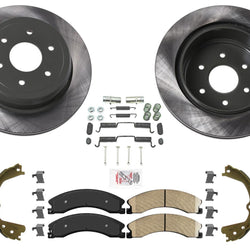 Rear Disc Brake Rotors Brake Pad Set Parking Shoe for Nissan Titan XD 2016-2024