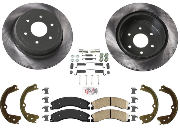 Rear Disc Brake Rotors Brake Pad Set Parking Shoe for Nissan Titan XD 2016-2024