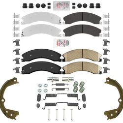 Front & Rear Brake Pad Set Rear Parking Shoes for Nissan Titan XD 2016-2024