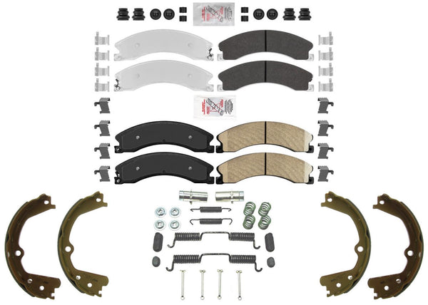 Front & Rear Brake Pad Set Rear Parking Shoes for Nissan Titan XD 2016-2024