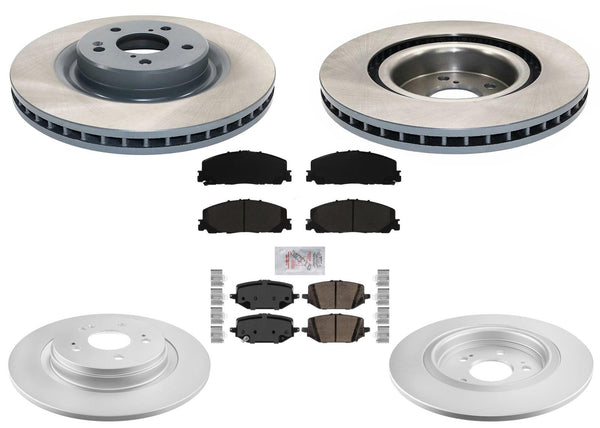 Front Rear GEO Coated Brake Disc Rotors Ceramic Pads For Honda Pilot 2023-2025