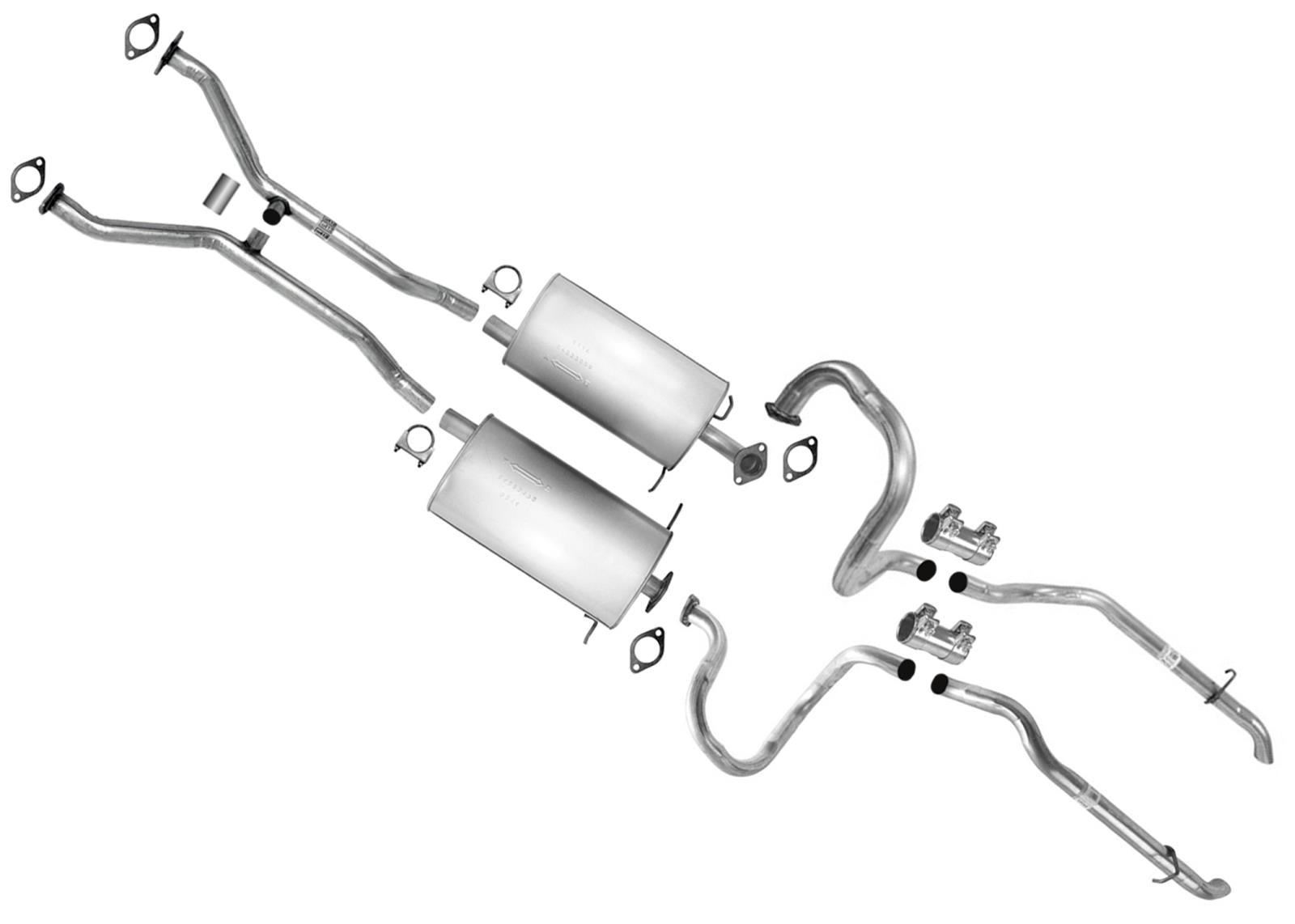 Muffler DUAL Exhaust Pipe System W/O Resonators for Ford Crown Victoria 1998-02