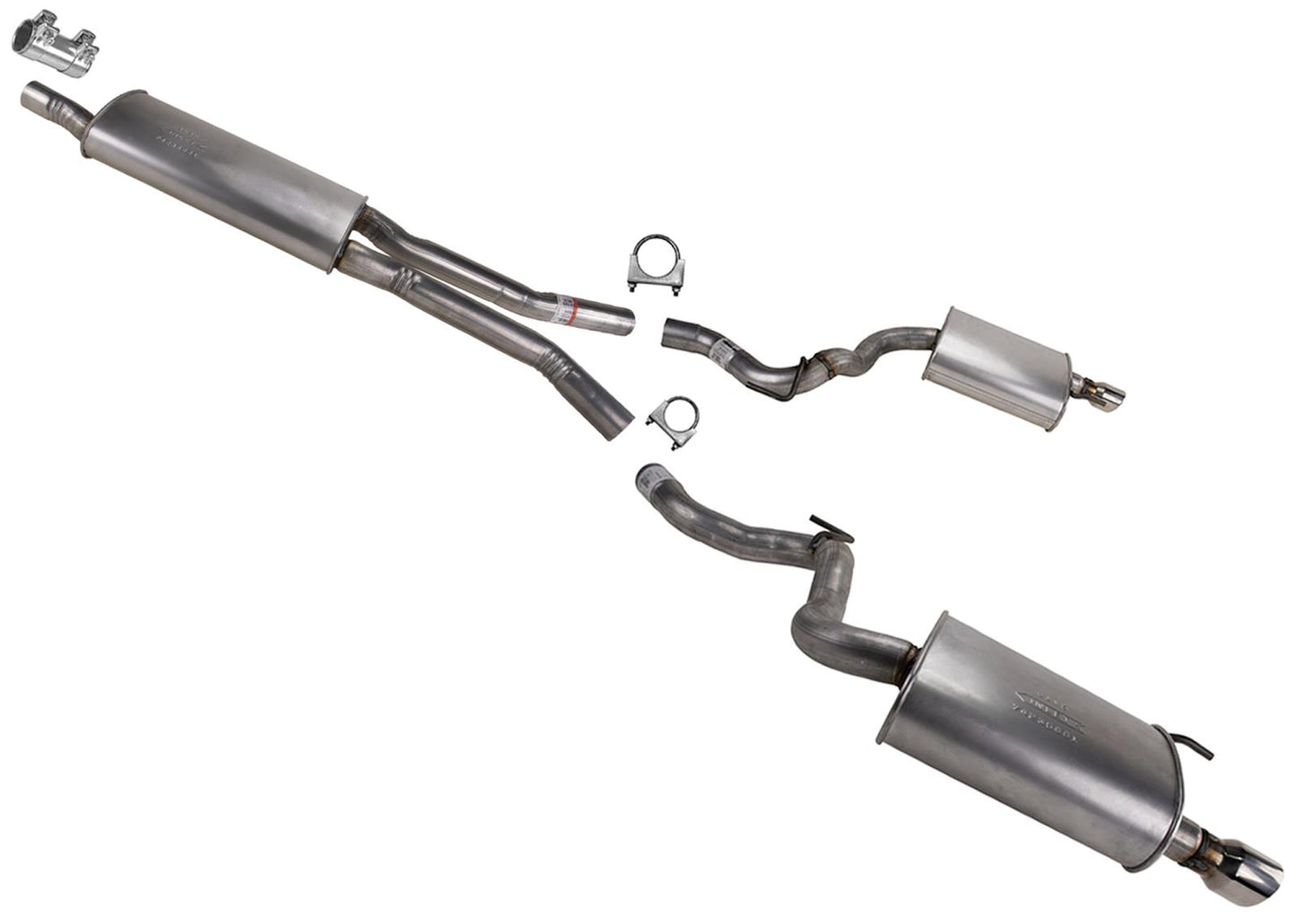 Rear Mufflers Dual Exhaust System Resonator for Ford Mustang 2015 2020 2023 2.3L