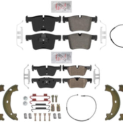 Front & Rear Disc Brakes Pads Parking Shoes Sensors for BMW 320i 2013 2015 2018