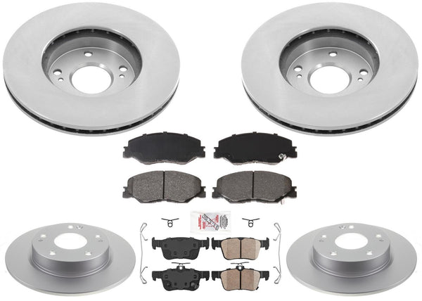 Front & Rear Coated Brake Rotors Ceramic Brake Pads For Honda Civic 2022-2024