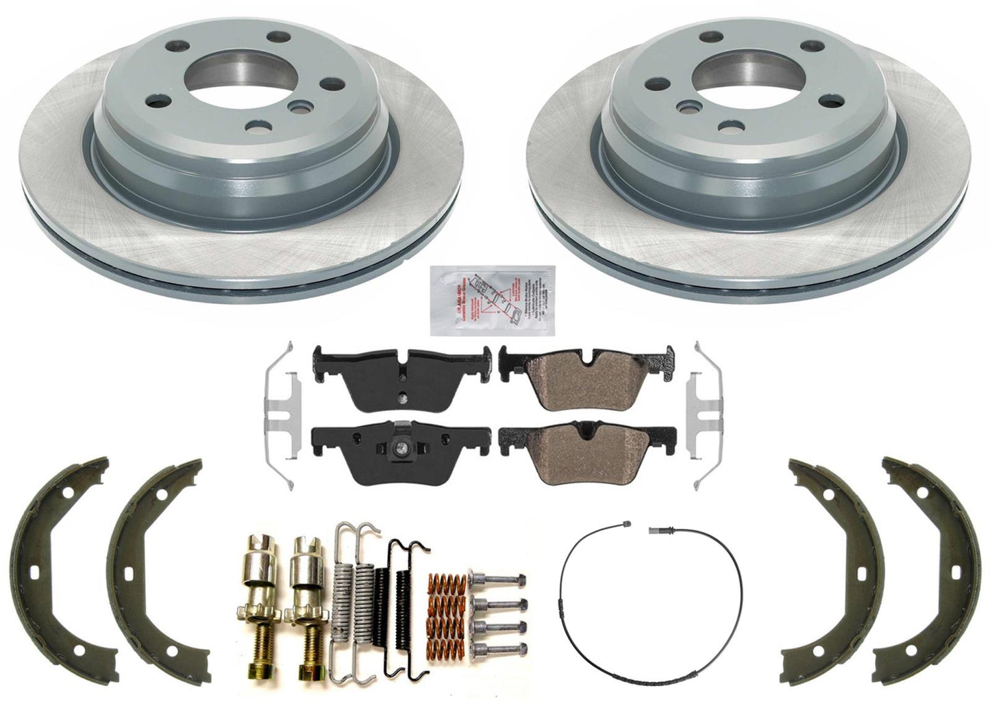 Rr GEO Coated Disc Brake Rotors Pads Parking Shoes For BMW 320i xDrive 2013-2018