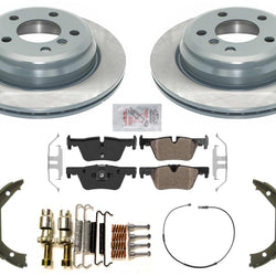 Rr GEO Coated Disc Brake Rotors Pads Parking Shoes For BMW 320i xDrive 2013-2018