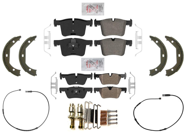Front Rear Disc Brake Pads Parking Shoes Hardware For BMW 320i xDrive 2013-2018