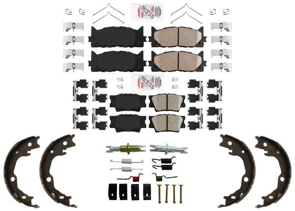 Front & Rear Disc Brake Ceramic Pads Parking Shoes for Toyota Camry 2012-2017