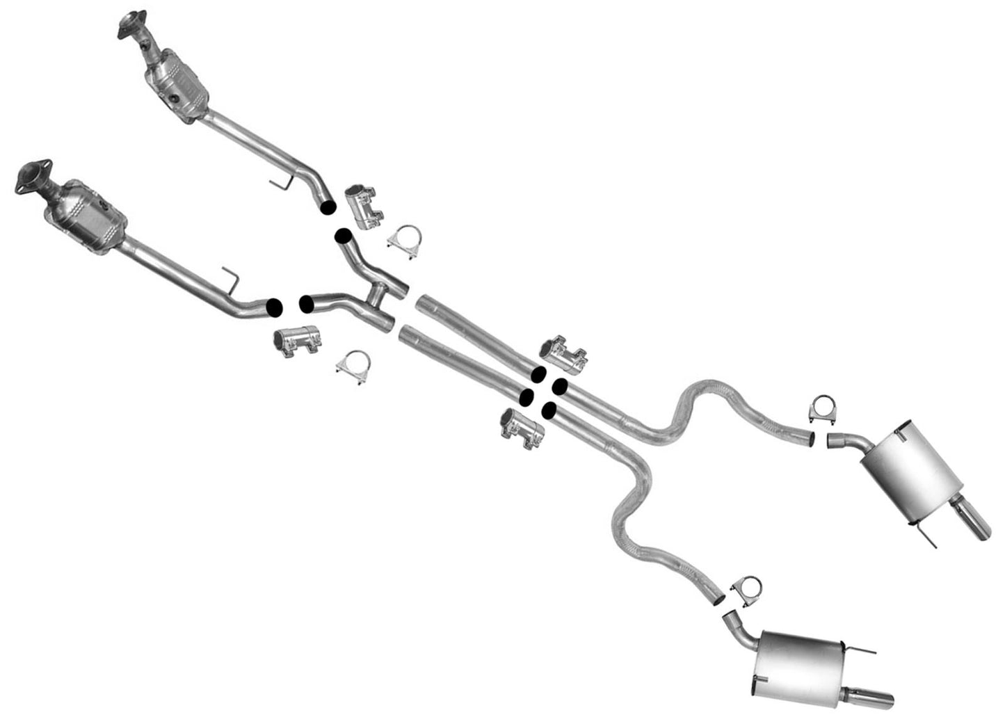 Exhaust System Extension Pipes Dual Mufflers For Ford Mustang 2005-2009 4.6L