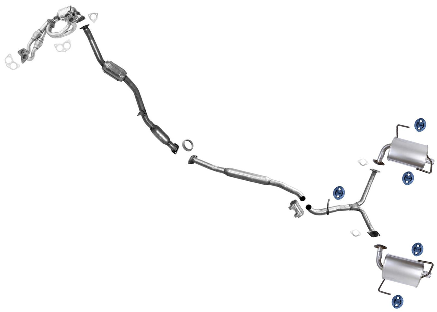 Exhaust System Extension Pipes Dual Mufflers for Subaru Forester 2009-2010 2.5L