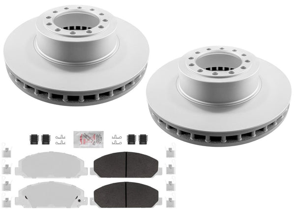 Front Heavy Duty AME Coated Rotors Galvanized Pads for Chevrolet LCF4500 16-24