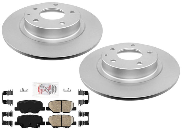 Rear Coated Disc Brake Rotors Ceramic Brake Pads Hardware for Mazda 6 2014-2015