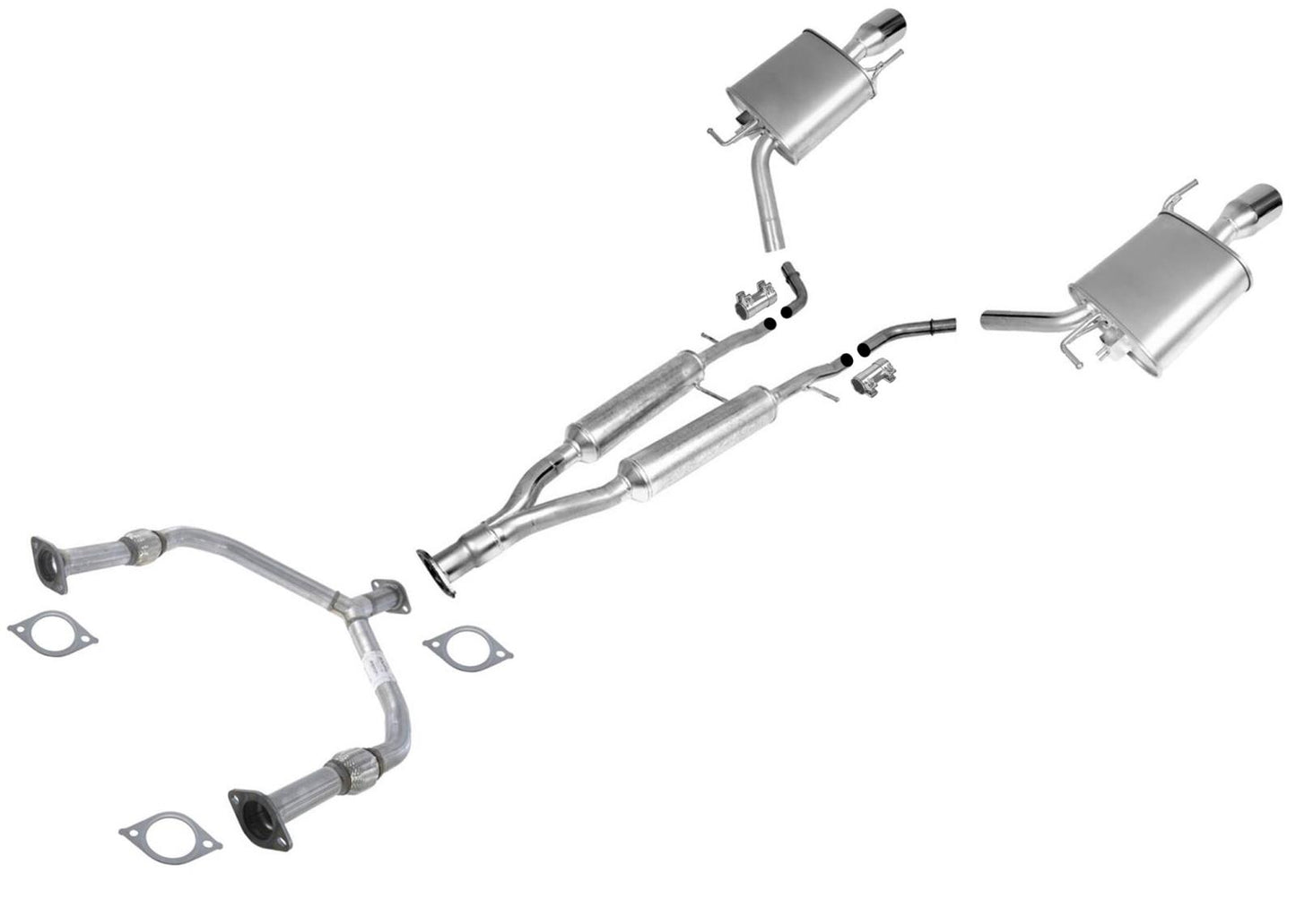 Front Pipe Y Pipe & Rear Muffler For 09-13 All Wheel Drive 4 Door Infiniti G37X - Photo 1
