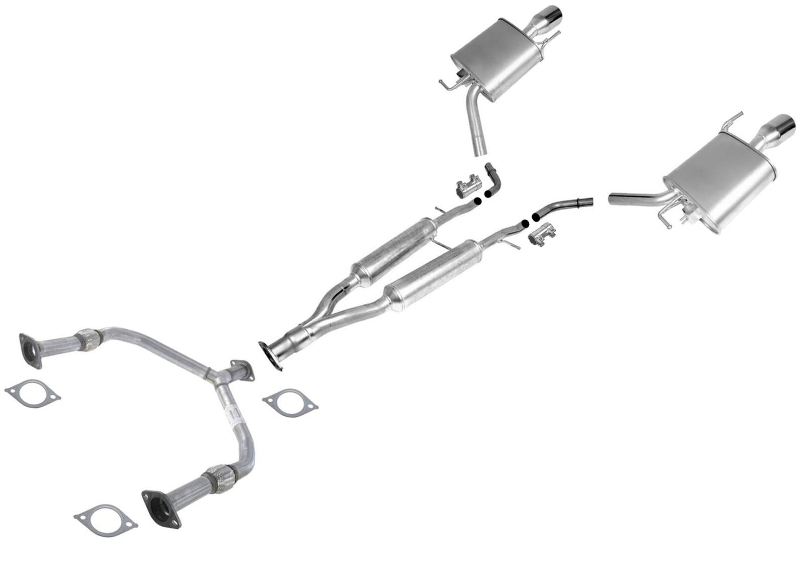 Front Pipe Y Pipe & Rear Muffler For 09-13 All Wheel Drive 4 Door Infiniti G37X - Photo 1