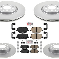 Front & Rear Coated Disc Brake Rotors & Ceramic Pads for Dodge Hornet 2023-2025