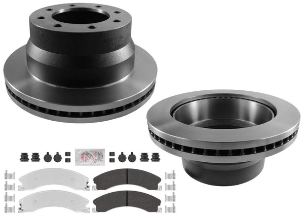 Rear Disc Brake Rotors Galvanized Pads for GMC Express 4500 2009-20 Dual Rear W