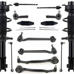 Front Struts Lower Arms Tie Rods & Links For Genesis Coupe 10-14 W/O Brmbo Brks