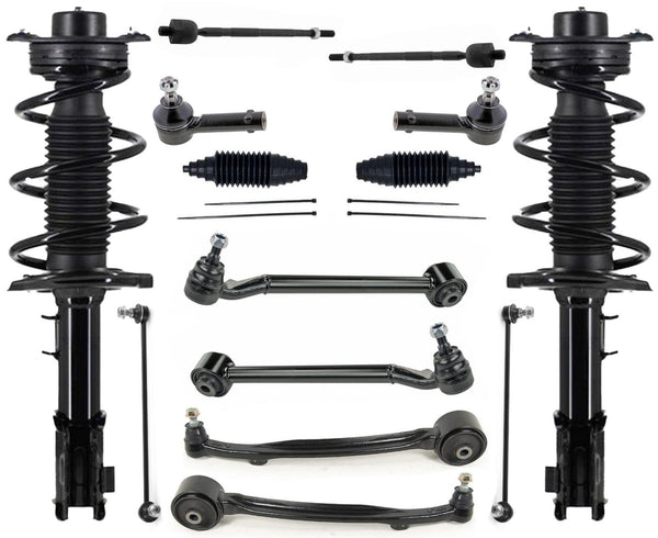 Front Struts Lower Arms Tie Rods & Links For Genesis Coupe 10-14 W/O Brmbo Brks
