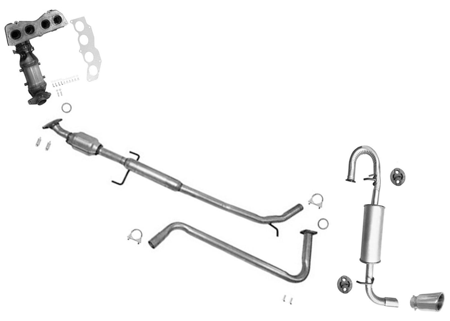 F&R CARB Catalytic Converter Resonator Muffler Exhaust System For Scion TC 11-13