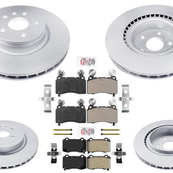 Front & Rear Coated Disc Brake Rotors & Pads for Tesla S 2012 2013 2014 2015