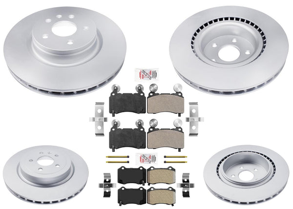 Front & Rear Coated Disc Brake Rotors & Pads for Tesla S 2012 2013 2014 2015