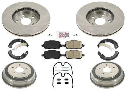Front Coated 5 Lug Rotors & Rear Drums with Pads For Chevrolet Cobalt 2007-2008