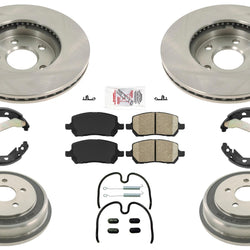 Front Coated 5 Lug Rotors & Rear Drums with Pads For Chevrolet Cobalt 2007-2008
