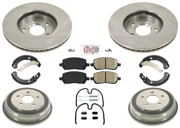 Front Coated 5 Lug Rotors & Rear Drums with Pads For Chevrolet Cobalt 2007-2008