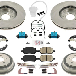 5 Lug Front Coated Rotors & Rear Drums Rotors & Pads For Chevrolet Cobalt 07-08