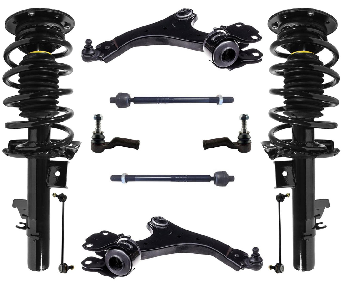 Front Struts Control Arms Tie Rods Links For XC70 10-16 W/ Electronic Steering