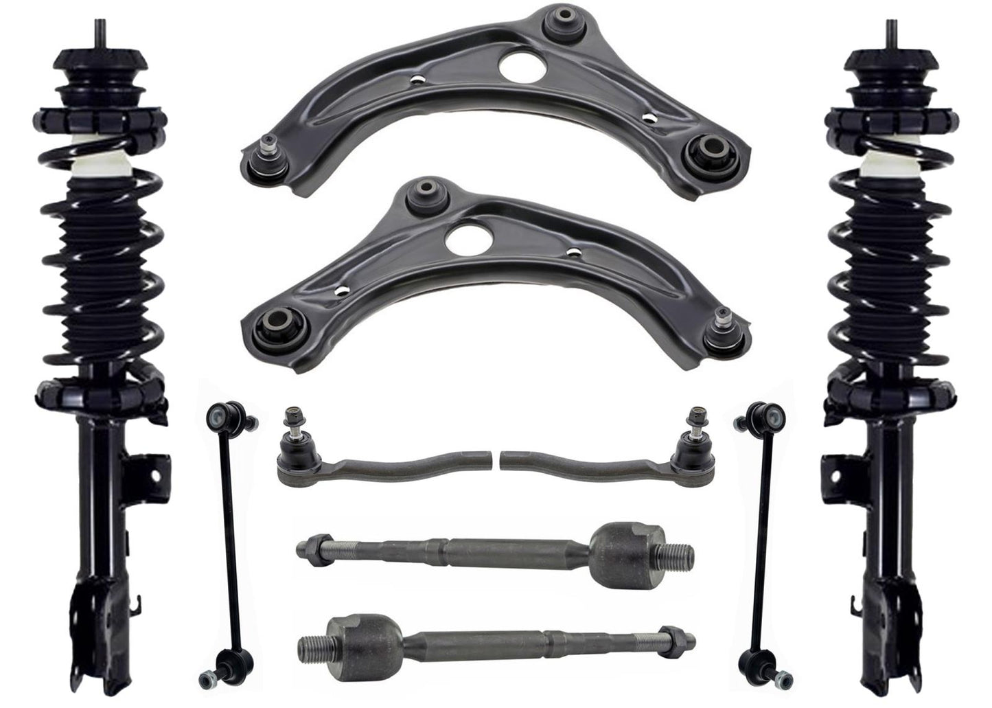 Front Complete Strut Lower Control Arms Links Tie Rods for Nissan Versa 2021-22